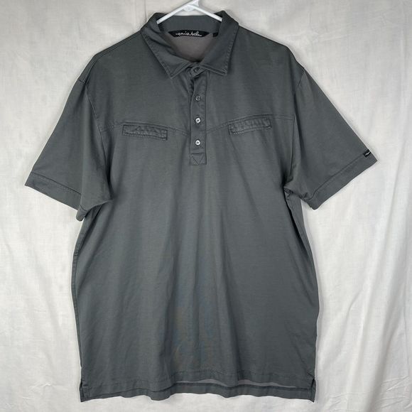 Travis‎ Mathew Mens Sz XL Golf Polo Shirt Gray Faux Pockets Short Sleeve Matthew - Picture 1 of 13